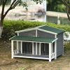 GO 47.2" Large Wooden Dog House Outdoor, Outdoor & Indoor Dog Crate, Cabin Style, With Porch, 2 Doors